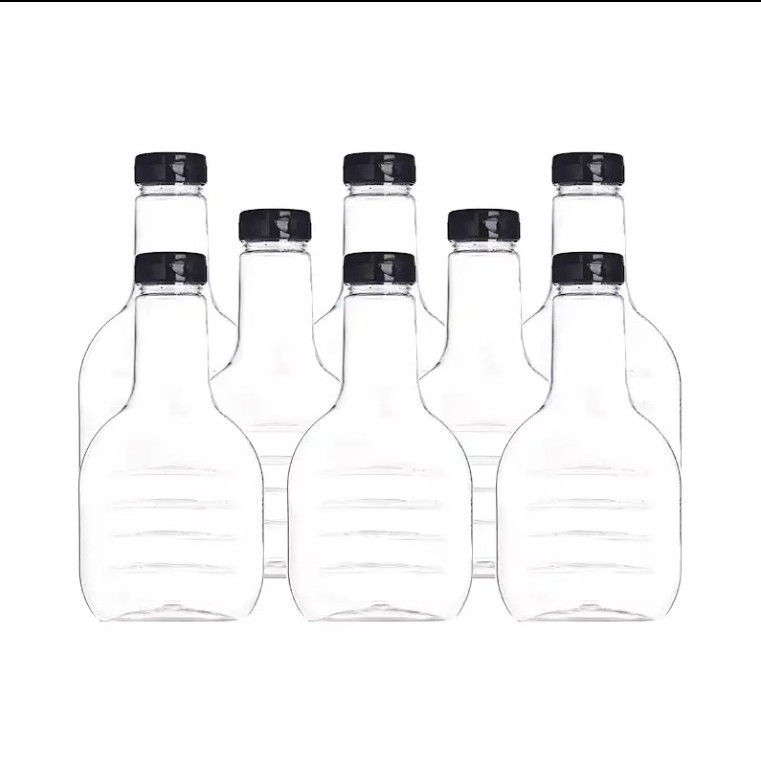 Plastic 500 ml 16 oz Salad Banjo Bottle for Syrup Ketchup Salad Sauce Squeeze Bottles and Containers with Black Flop Top