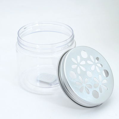 Aluminum cosmetic jar for air freshener cream packaging Transparent wide mouth plastic jar with hollow hole cover