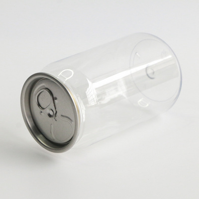 250ml pet transparent pop cans juice beverage bottles Custom 330ml 500ml plastic cans for soda cold brew coffee juice cans