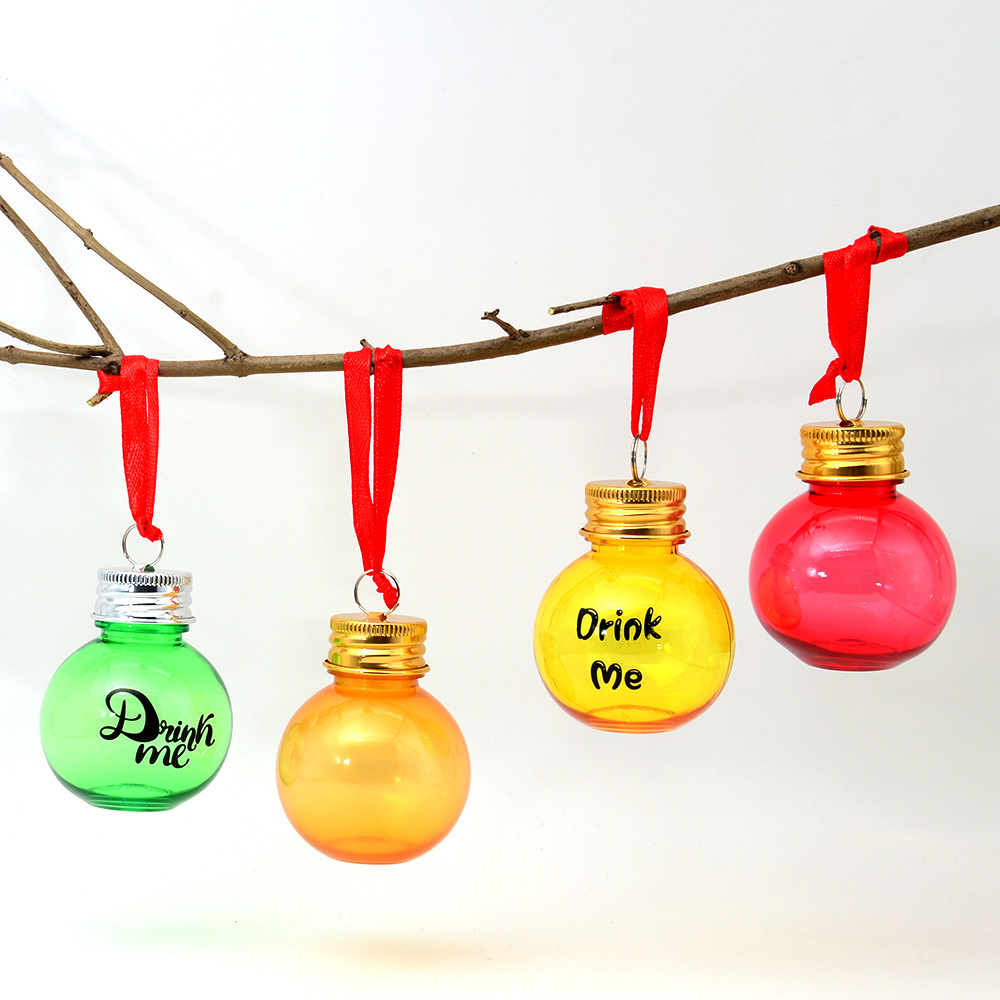 Hanging Booze balls christmas Filled tree ornaments Spirit Shot alcohol Glass Plastic drink booze bottle bauble boozeball