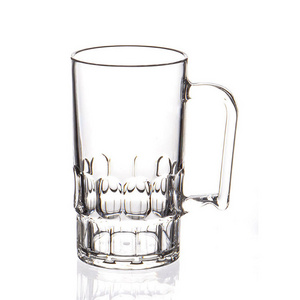 Unbreakable 350ml 800ml  PS Beer Mug Cheap Wine Glasses Cup Printing Beer Mug Beer Stein with Handle