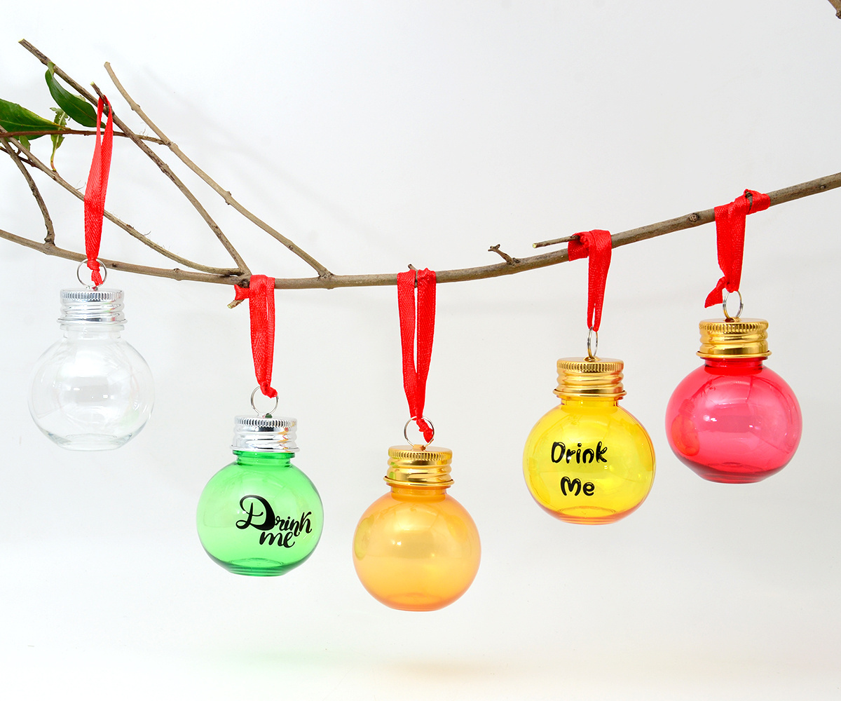 bauble alcohol drink me balls decoration ornament booze ball 8cm plastic drink bauble Christmas tree bauble