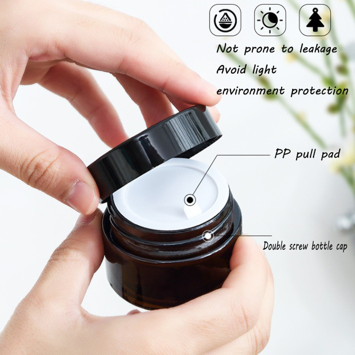 5Ml 10Ml 15Ml 20Ml 30Ml 50Ml 100Ml Deep Color  Cosmetic Glass Cream Jar With Gold Silver Black Aluminum Lid