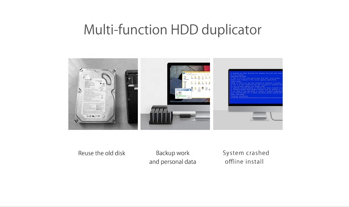 ORICO 5 Bay 5Gbps SATA to USB3.0 Hard Disk Drive Enclosure Duplicator HDD SSD Docking Station with 1/4 Offline Clone 6558US3-C