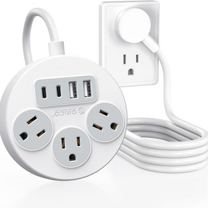 ORICO Flat Plug Power Strip with USB C Ports, 5 Ft Extension Cord with Multiple Outlets, Travel Power Strip-US Plug