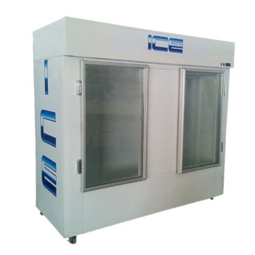 Indoor ice merchandiser bagged ice freezer