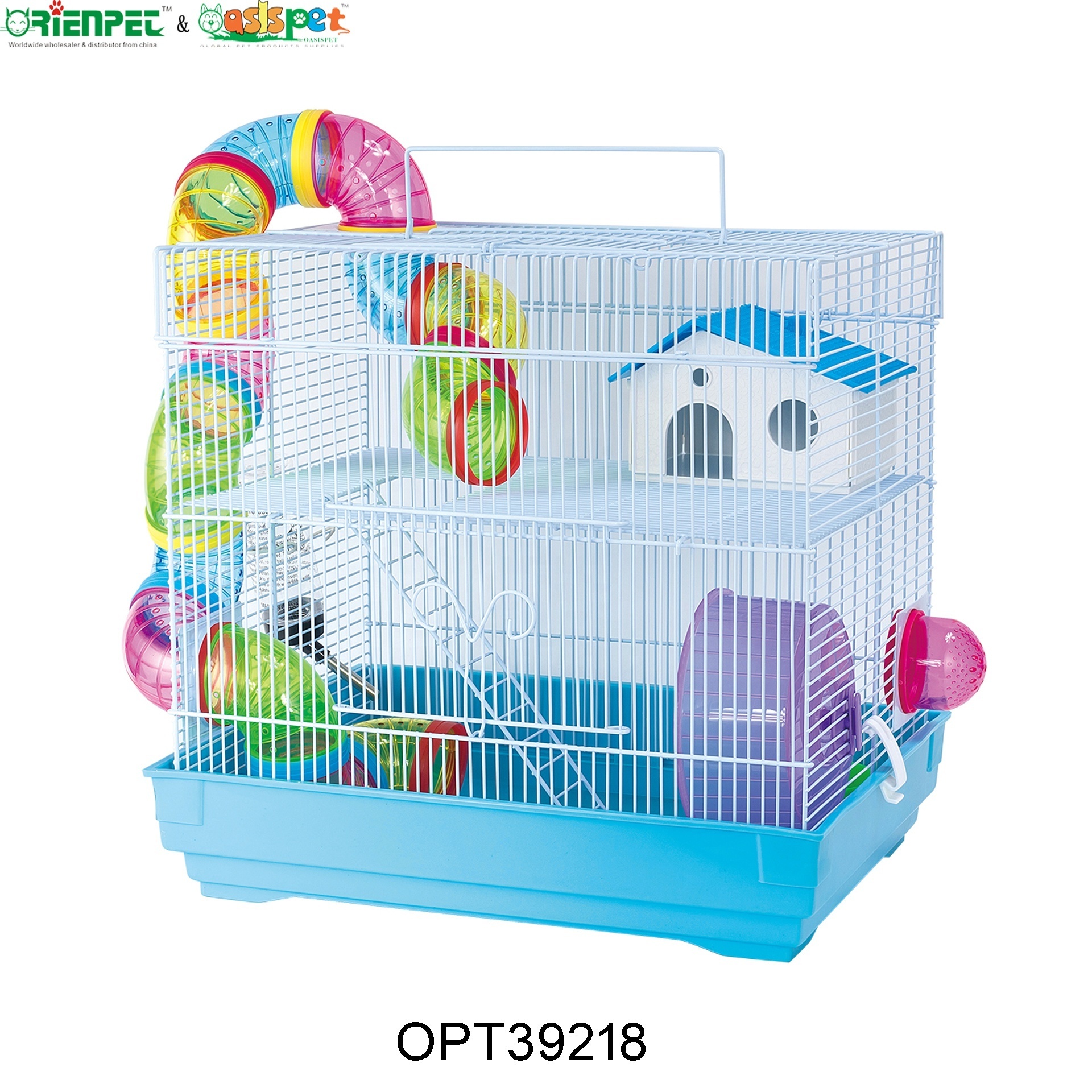 ORIENPET & OASISPET Wire hamster cage with colorful pipe Ready stocks OPT39218 pet cage