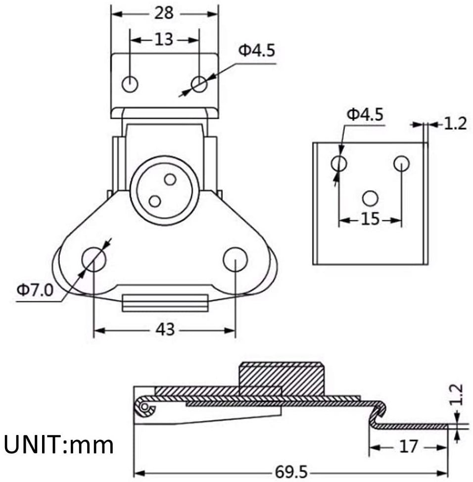 Steel Spring Loaded Small Butterfly Twist Latch and Keeper Zinc Toggle Clamp Small Surface Mount Case Box Chest Closure