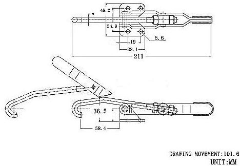 OEM ODM Toggle Clamp J Hook Type Hand Tool 375 lbs Holding Capacity Quick Holding Draw Latch Action Pull Hook Type