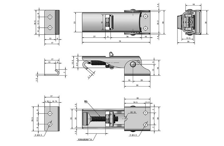 Heavy Duty 304 Stainless Steel Stamping Concealed Toggle Latch Cabinet Hasp Lock Draw Latch