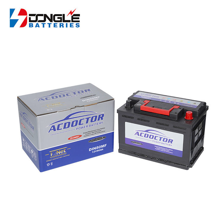 Wholesale Price High CCA Maintenance Free DIN80MF European Vehicles 12V 80Ah Lead Acid Car Battery