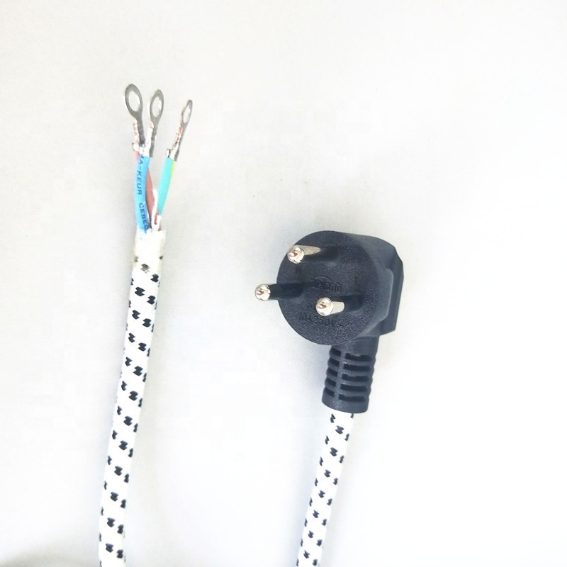 Customized thailand european textile braided ac power cord cable for steam iron