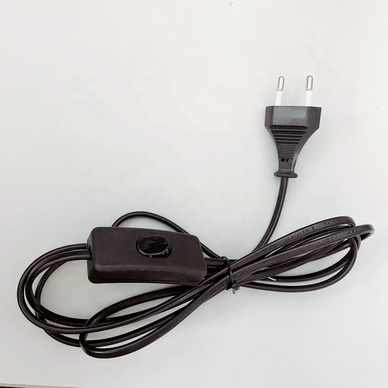 220V Euro AC Power Plug 2 Prong Extension Cord Table Lamp Power Cord With 303 On/Off Switch