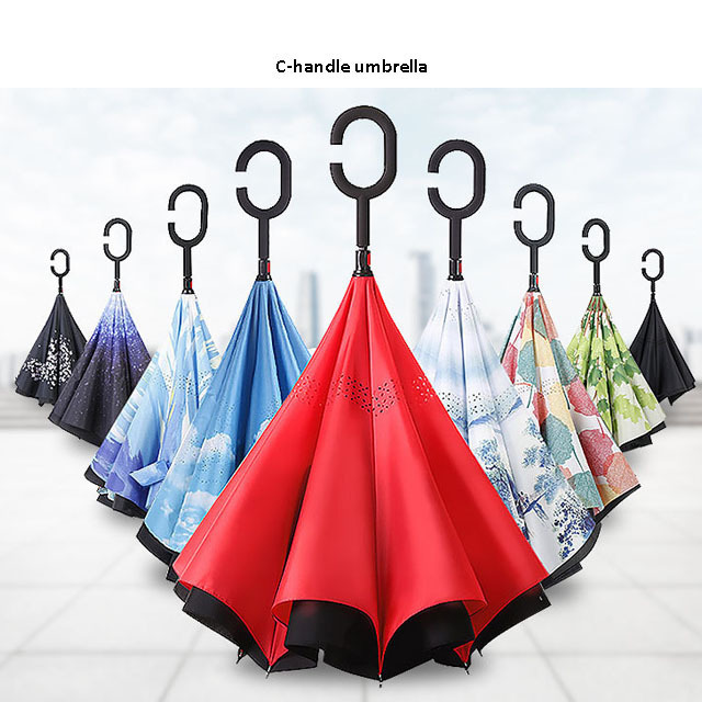 China factory Made c-handle custom logo Fully Automatic folding reverse umbrella