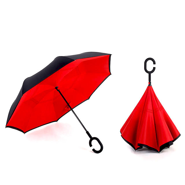 China factory Made c-handle custom logo Fully Automatic folding reverse umbrella