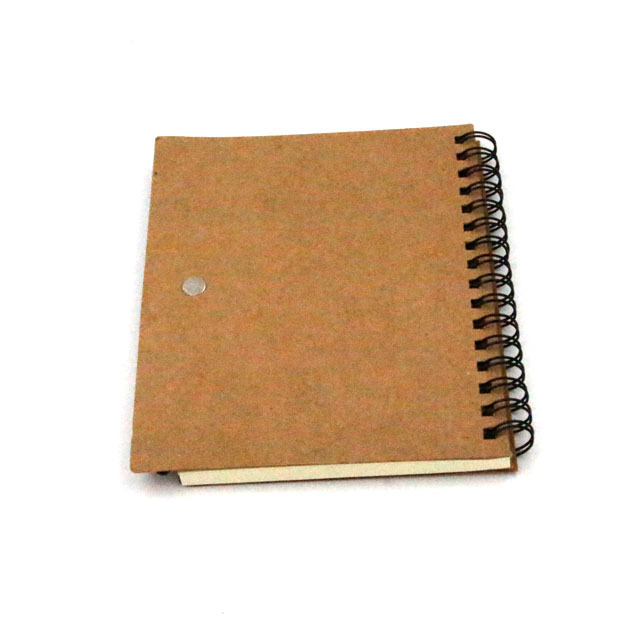 eco friendly Cheap promotional mini pocket size craft brown recycled material custom logo printed spiral notepad with pen