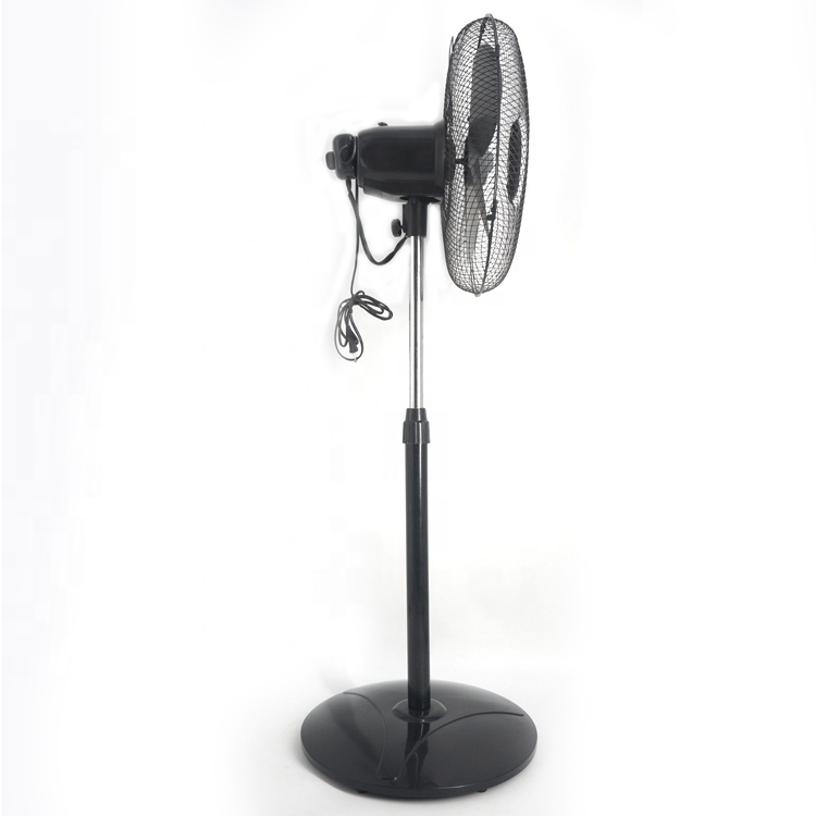 Japanese market 16 inch metal black 4 black blades home appliances round base hotel electric standing fans