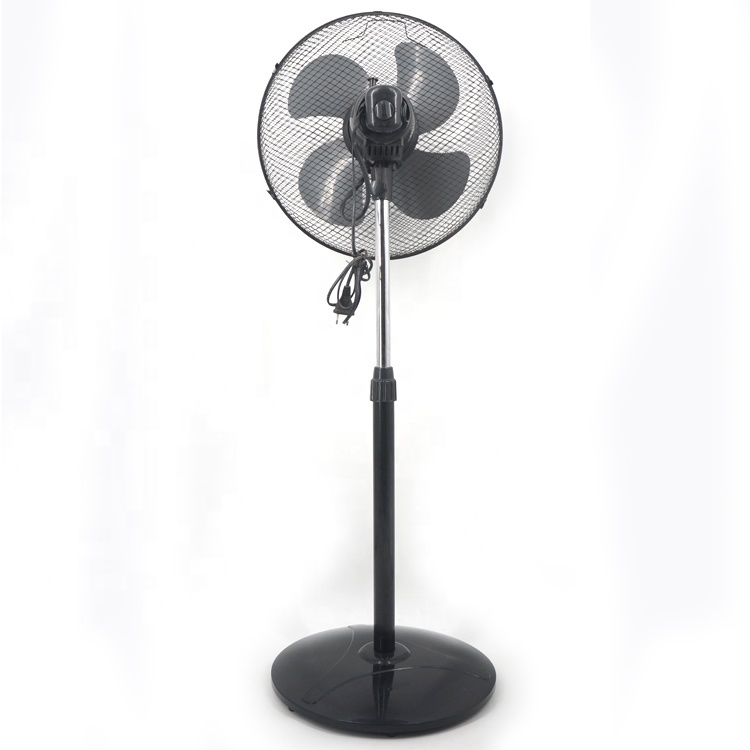 Japanese market 16 inch metal black 4 black blades home appliances round base hotel electric standing fans