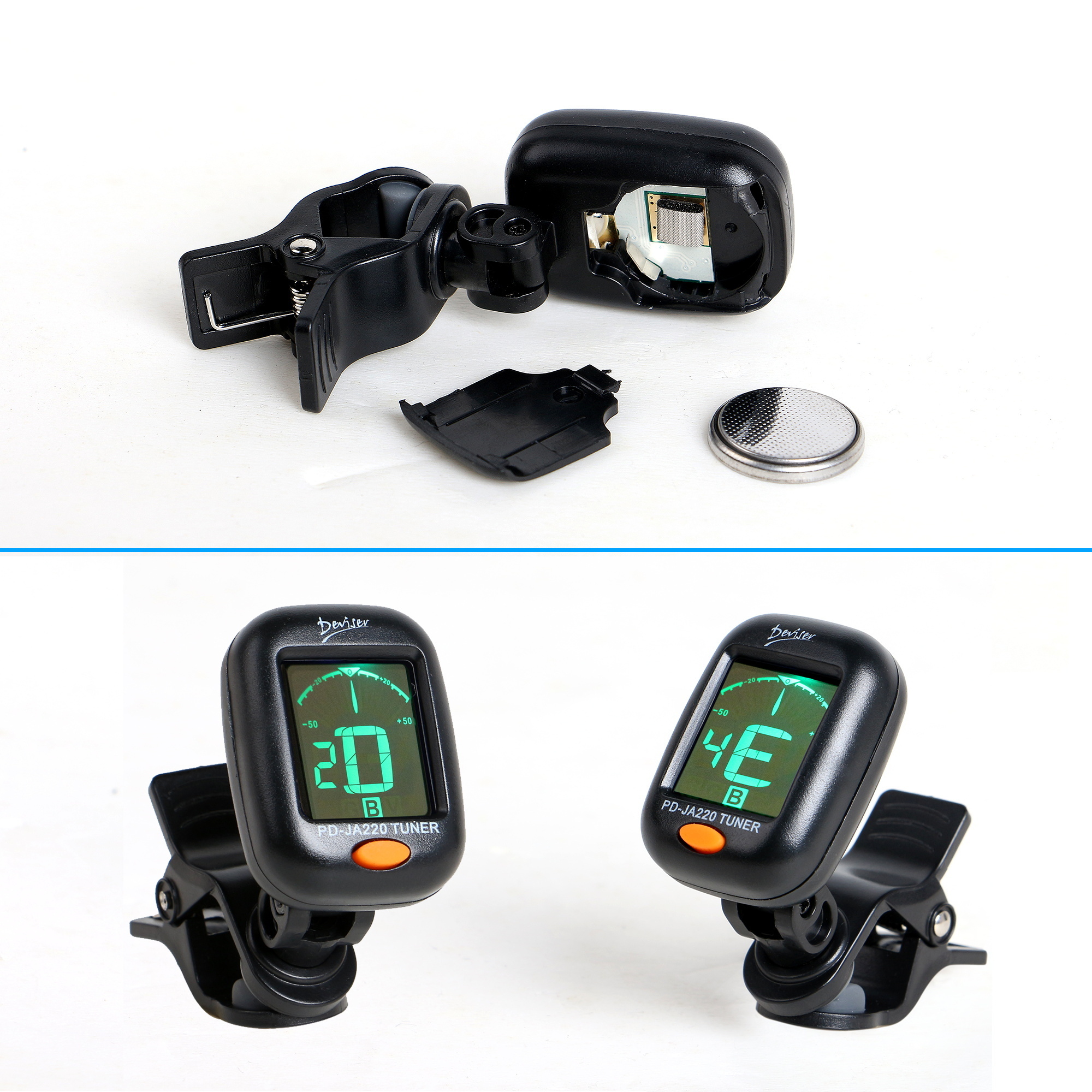 Deviser high quality LCD digit tuner for classical acoustic guitar bass and ukulele PD-JA220 Wholesale