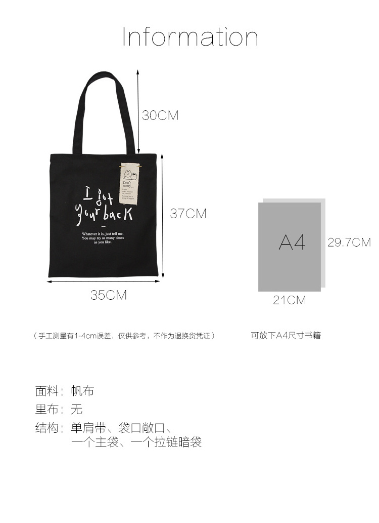 Wholesale Custom Print Logo Cheap Reusable Shopping Bags Cotton Canvas Tote Bag with safety pin label