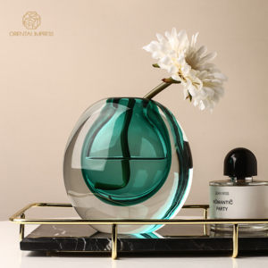 Luxury Home Decoration Turquoise Amber Green and Black Wedding Glass Vases