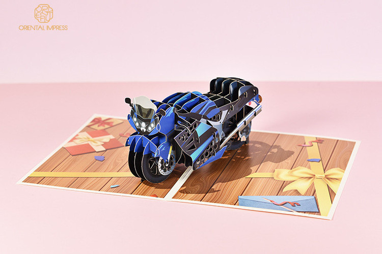 Cool 3D Motorcycle Pop Up Card Birthday Card Father's Day Greeting Card For Motorbike Lovers