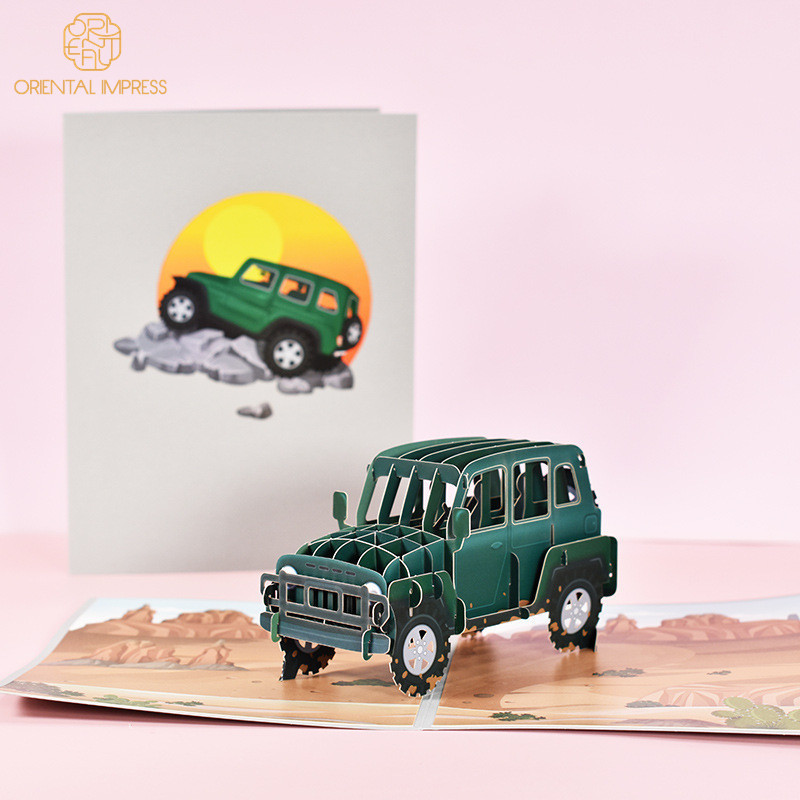 Cool 3D Jeep SUV Car Pop Up Birthday Card Father's Day Anniversary Greeing Card