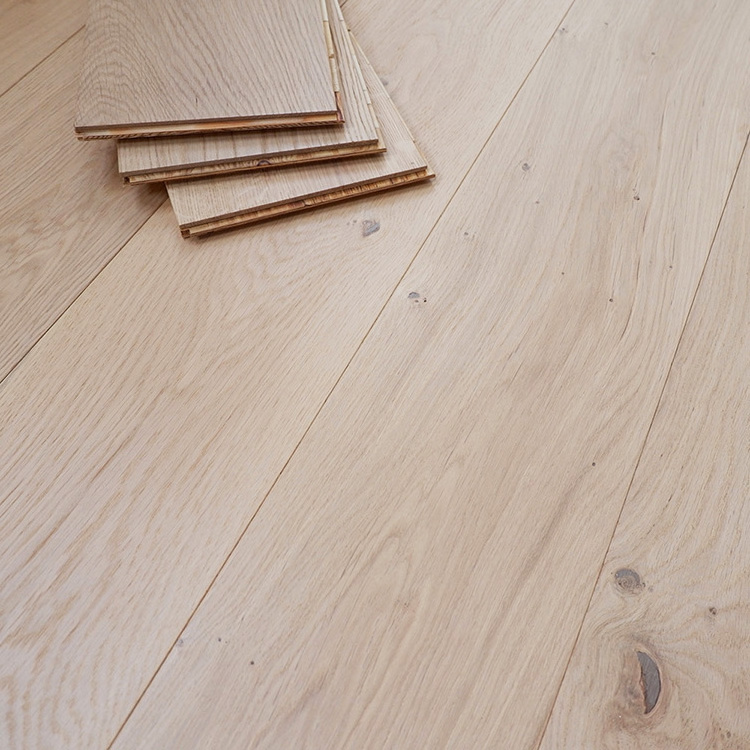 European quality 220 mm wide plank hardwood flooring white oak for home