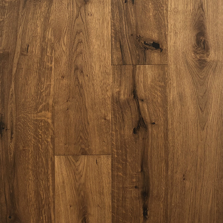 Popular color dark smoked wire brushed European oak engineered wood flooring