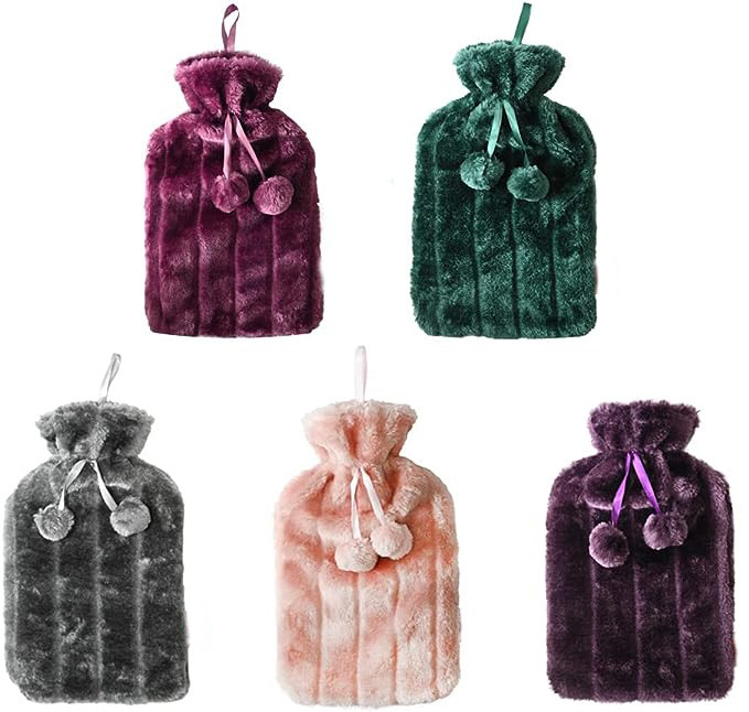 Hot-selling Hot Water Bottle with Faux Fur cover 2L Natural Rubber Hot Water Bag Kruik