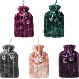 Hot-selling Hot Water Bottle with Faux Fur cover 2L Natural Rubber Hot Water Bag Kruik