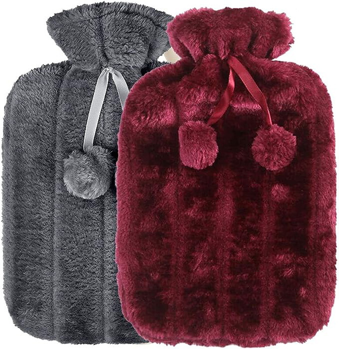 Hot-selling Hot Water Bottle with Faux Fur cover 2L Natural Rubber Hot Water Bag Kruik