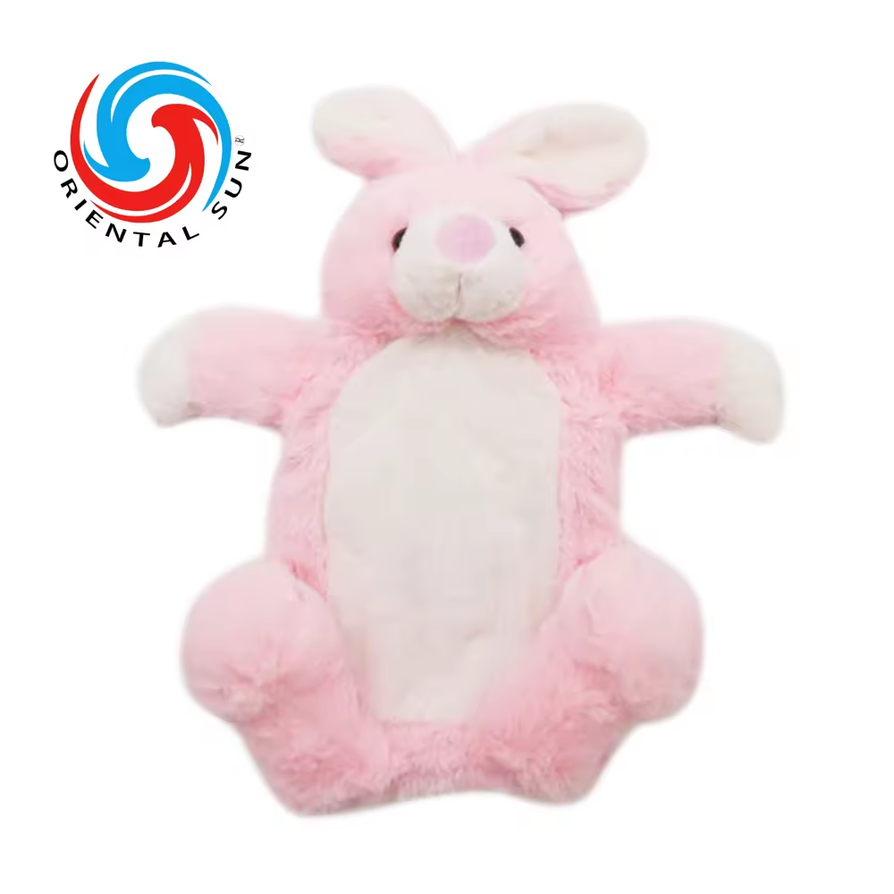 Cute Pink Rabbit toy  rubber hot water bottle with faux fur cover hand warmer for kids