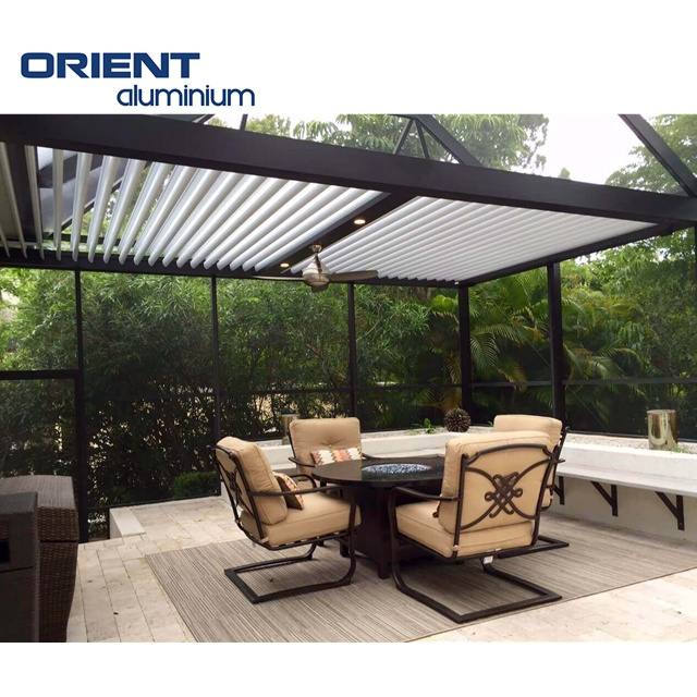 Garden Gazebo Metal Green Houses Manual Motorized Louver Pergolas With Electric Louvred Roof