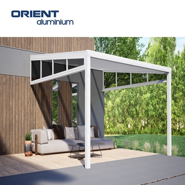 Garden Sun Shade Waterproof Aluminium Patio Roof Pergola Roofing Patio Cover Roof Aluminum Glass Outdoor Aluminum Patio Cover