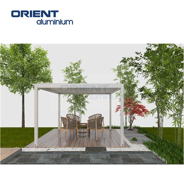 Most Popular Modern Patio Pergola Gazebo 10x13 ft.Adjustable Outdoor Aluminum  Louvered Pergola With Curtains And Sliding Doors