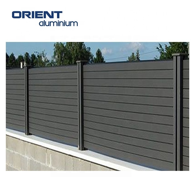 Outdoor Aluminium Garden Fencing Prices Aluminium Post WPC Slat Fence Panels Privacy Aluminium Fence With Horizontal Slats