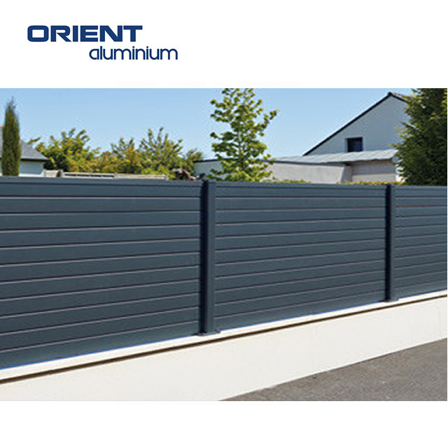 Outdoor Aluminium Garden Fencing Prices Aluminium Post WPC Slat Fence Panels Privacy Aluminium Fence With Horizontal Slats