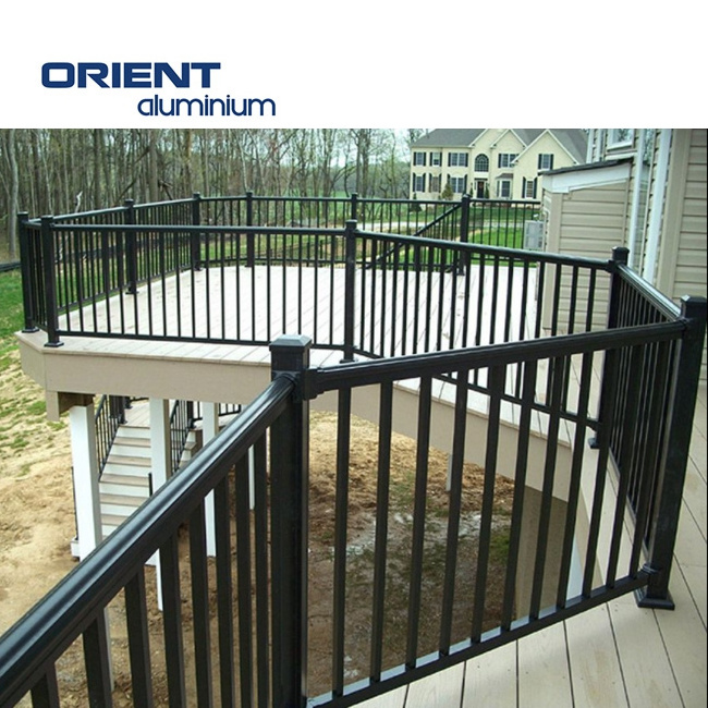 Black Curved Aluminum Staircase Balustrades Handrails Railings Balcony Design For Stairs Outdoor