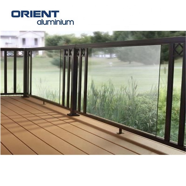 Outdoor Balcony Top Mounted Aluminum U Channel Tempered Glass Frameless Railing Glass Hardware Balustrades & Handrails channel