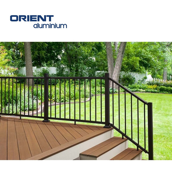 Black Curved Aluminum Staircase Balustrades Handrails Railings Balcony Design For Stairs Outdoor