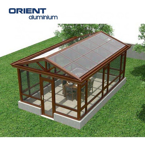 Large Outdoor Sunroom Greenhouse With Sliding Sunroom Aluminum Retract Door And Gable Roof Design Sunrooom Glass Or PC Panels