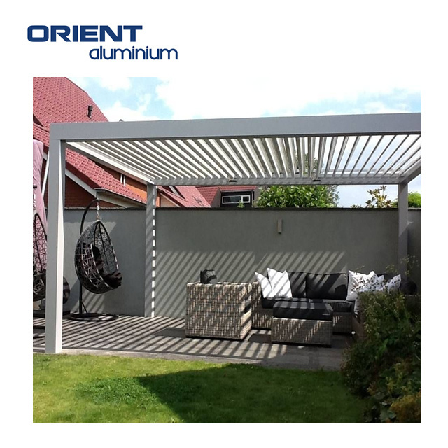 Waterproof Outdoor Pergola And Gazebos Garden Pergola Aluminium Outdoor Motorized Pergola Gazebo Outdoor With Sliding Glass Door