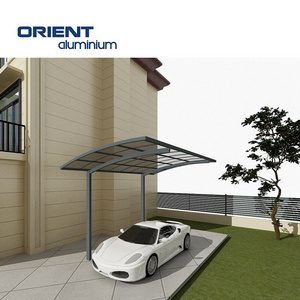 Luxury Sloped Single Shelter Freestanding Crued Roof Aluminium Carport For 1 Car,Porch Cover Outdoor