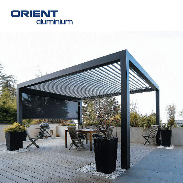 Garden Bioclimatique Building Aluminium  4*6 Bracket Outdoor Swimming Pool Louver Roof Pergola With Mosquito Nets