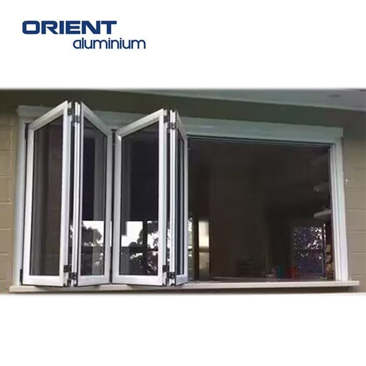 Horizontal folding window Bi fold windows aluminium tempered glass Cheap bi fold windows