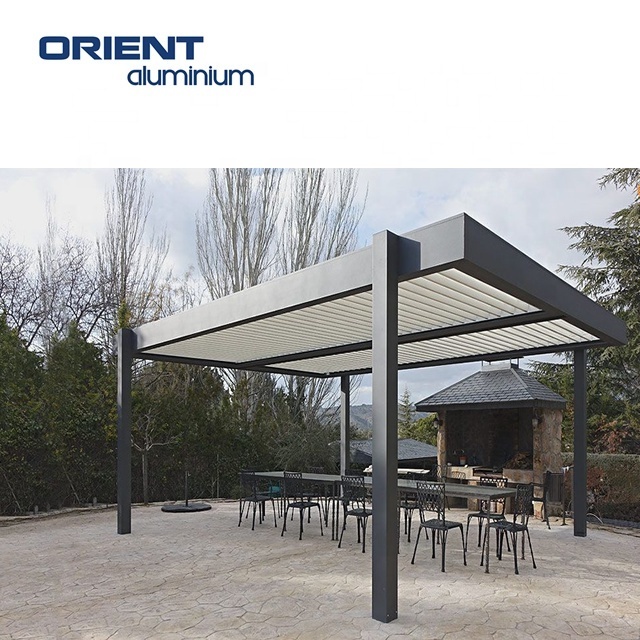 Waterproof Outdoor Pergola And Gazebos Garden Pergola Aluminium Outdoor Motorized Pergola Gazebo Outdoor With Sliding Glass Door