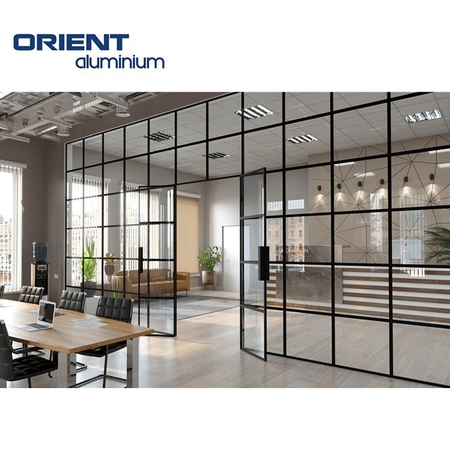 tempered glass partition wall and door with aluminium frame