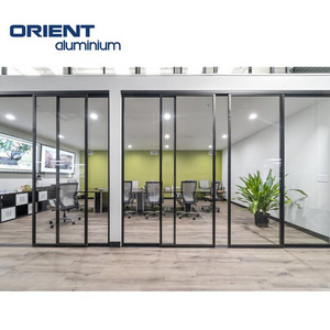 tempered glass partition wall and door with aluminium frame