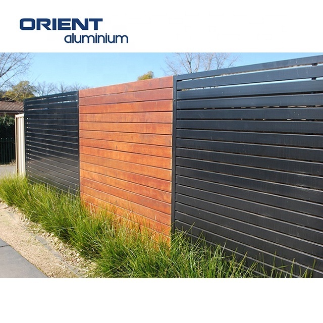 3 Rails Metal Fence Residential Privacy Heavy Duty Cladding Fencing Manufacturer Vertical Slats Barrier Wall Fence Panels Design